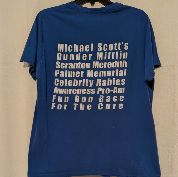 Pacifica Blue and White Short Sleeve Tee Fun Tin Race For The Cure Mens Medium - Picture 2 of 5